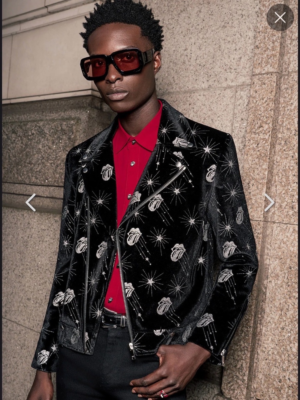 Black Velvet Biker Jacket - Men